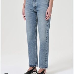 Agolde Straight Leg High-Rise Jeans - Light Blue Wash